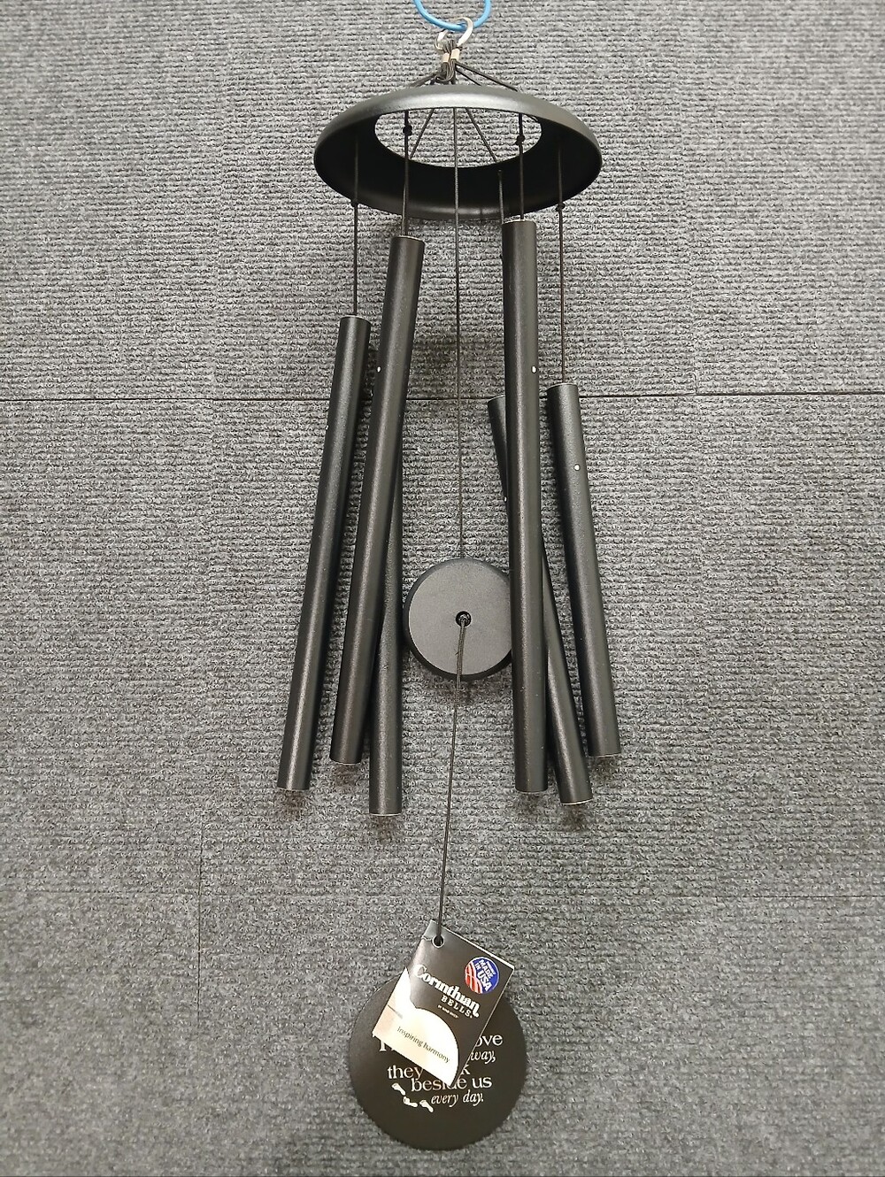 NWT Corithian Bells Black 27" Engraved Memorial Wind Chimes